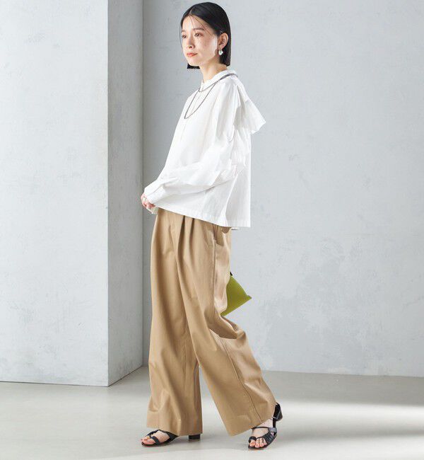 SHIPS for women「〈手洗い可能〉近江晒 タイプライター ラッフル ブラウス 24SS ◇」|シャツ・ブラウス|