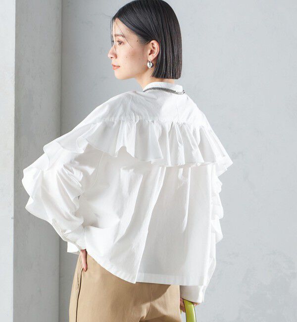 SHIPS for women「〈手洗い可能〉近江晒 タイプライター ラッフル ブラウス 24SS ◇」|シャツ・ブラウス|