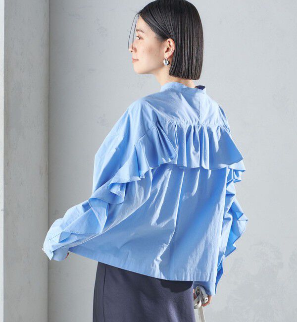 SHIPS for women「〈手洗い可能〉近江晒 タイプライター ラッフル ブラウス 24SS ◇」|シャツ・ブラウス|