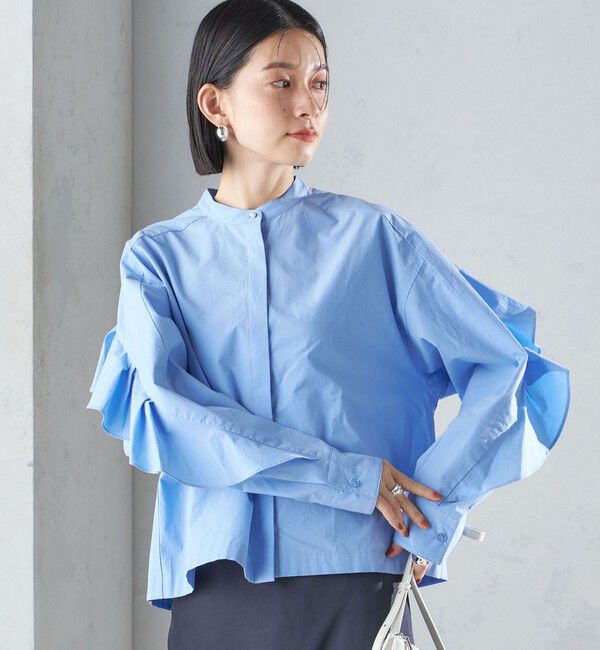 SHIPS for women「〈手洗い可能〉近江晒 タイプライター ラッフル ブラウス 24SS ◇」|シャツ・ブラウス|