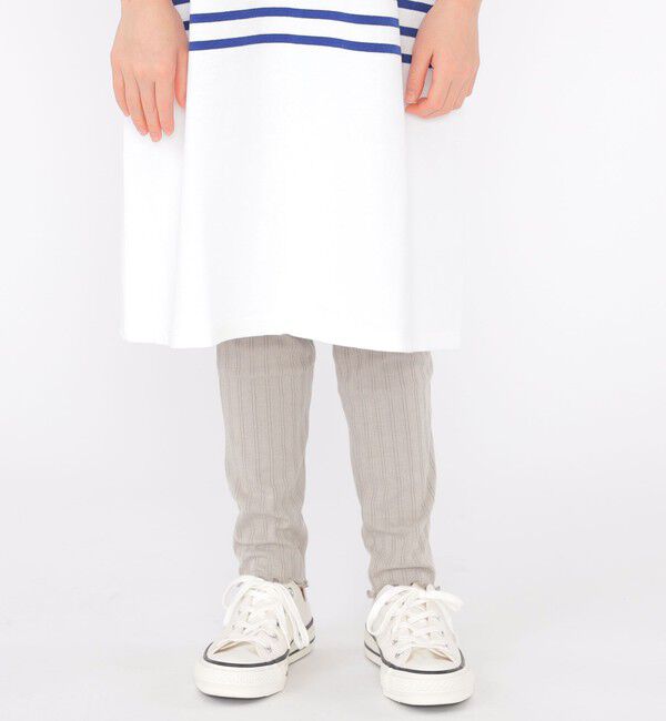 SHIPS KIDS「SHIPS KIDS:145～170cm /〈接触冷感/UVカット〉リブ レギンス」|レギンス・スパッツ|ライトグレー