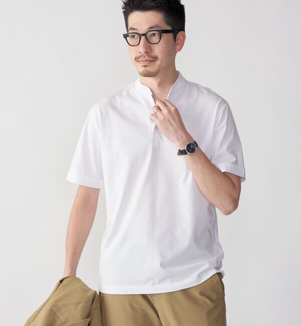 SHIPS「【WEB限定】SHIPS:〈接触冷感〉アイスタッチ プレーティングジャージー パイピング バンドカラーポロシャツ」|ポロシャツ|