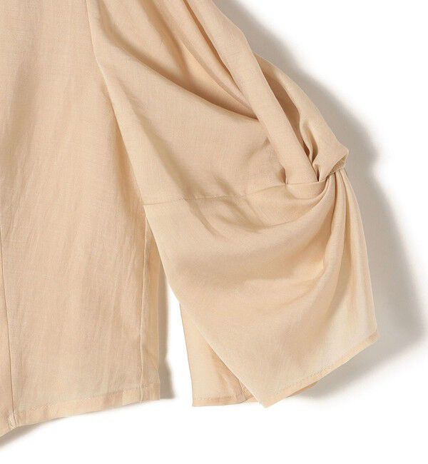 SHIPS for women「little black:〈手洗い可能〉ネジリ スリーブ シアー ショート 羽織（セレモニー対応可）」|ノーカラージャケット|