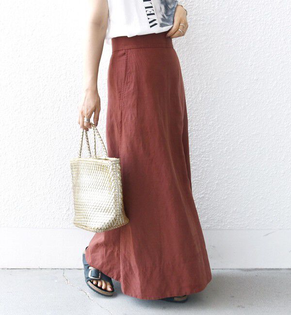 SHIPS for women「〈手洗い可能〉麻混 フレア マキシ スカート 」|スカート|ブラウン
