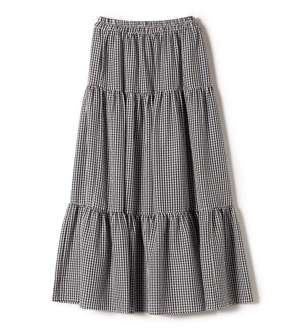 SHIPS Colors 「SHIPS Colors:〈手洗い可能〉ギンガムチェック ティアード スカート」|フレア|