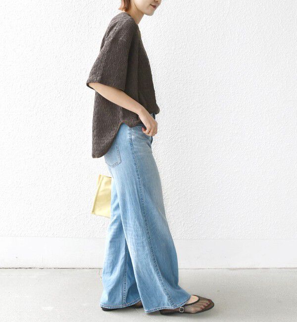 SHIPS for women「〈手洗い可能〉ランダム ブルーゼ ショート スリーブ プルオーバー」|Tシャツ・カットソー|