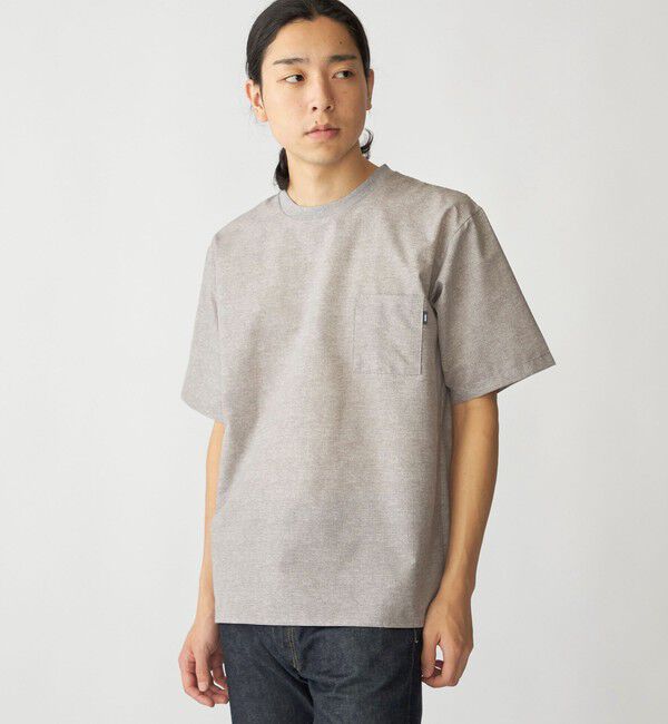 SHIPS「SHIPS:〈接触冷感・撥水等〉COOL DOTS(R) 2WAYストレッチ ドビープリントTシャツ」|Tシャツ・カットソー|ライトグレー