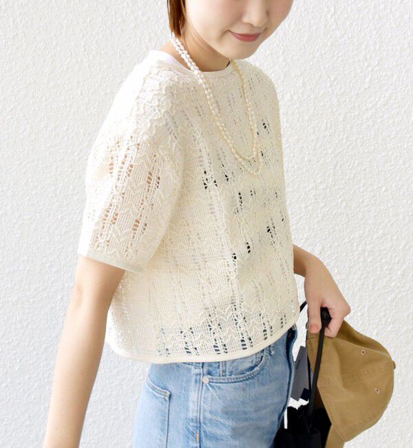 SHIPS for women「〈手洗い可能〉ローゲージ ラッセル 半袖 TEE」|Tシャツ・カットソー|