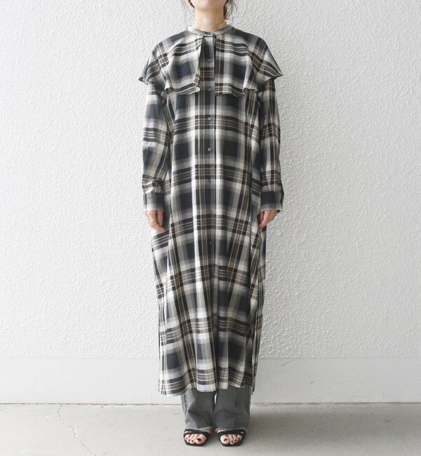 SHIPS any「SHIPS any:〈洗濯機可能〉ペール チェック ヨーク フリル ワンピース」|ワンピース|