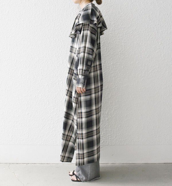 SHIPS any「SHIPS any:〈洗濯機可能〉ペール チェック ヨーク フリル ワンピース」|ワンピース|