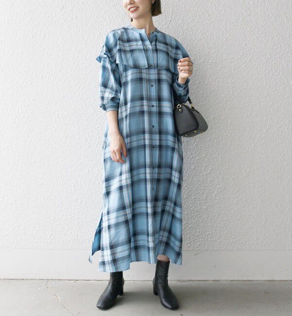 SHIPS any「SHIPS any:〈洗濯機可能〉ペール チェック ヨーク フリル ワンピース」|ワンピース|