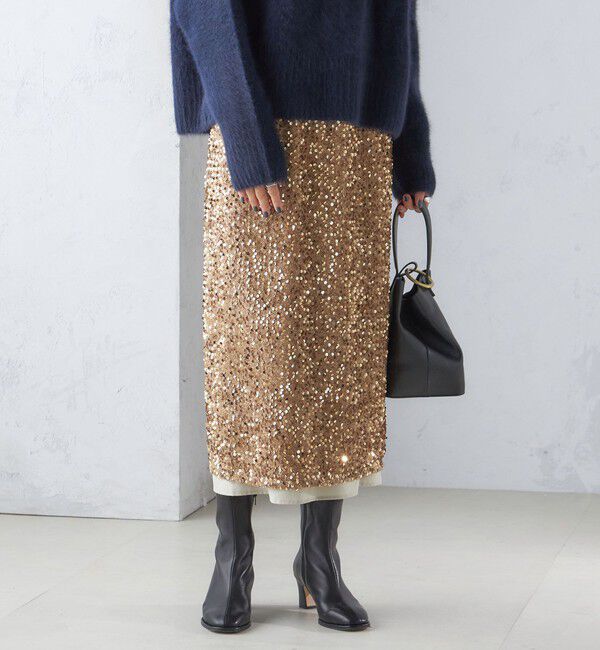 SHIPS for women「〈手洗い可能〉スパンコール Iライン スカート」|スカート|