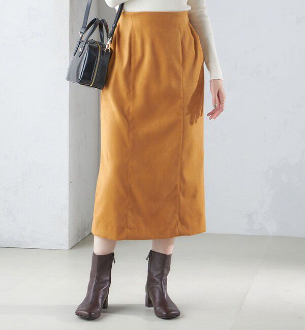 SHIPS for women「〈手洗い可能〉フェイク スエード (ポリエステル) タイト スカート」|タイト|