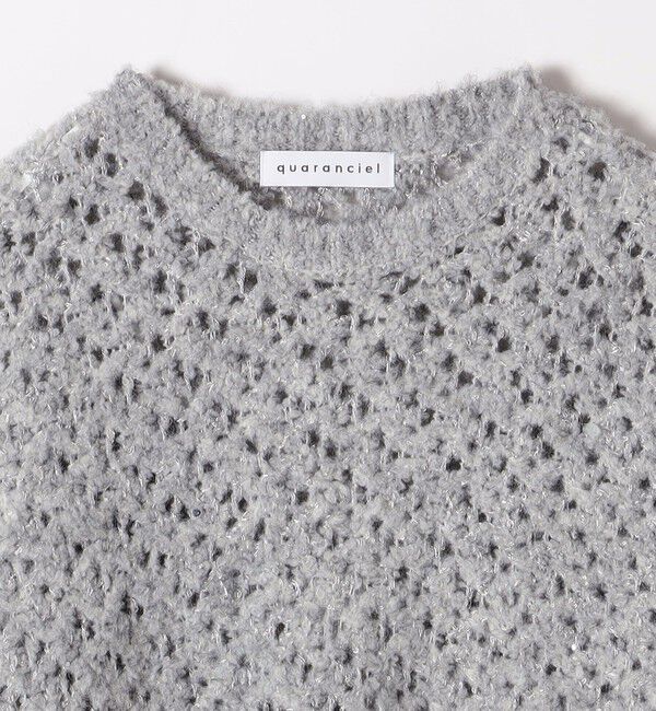 quaranciel「quaranciel:〈手洗い可能〉スパンコール レース編み クルーネック ドルマン ルーズ ニット」|ニット・セーター|
