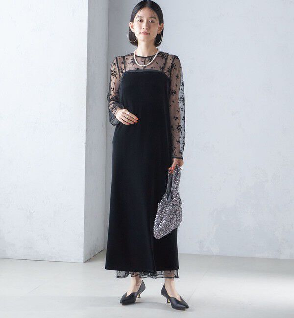 SHIPS for women「kaene:フロッキー レース ポリエステルベロア 2WAY ドレス（セレモニー対応可）」|ワンピース|