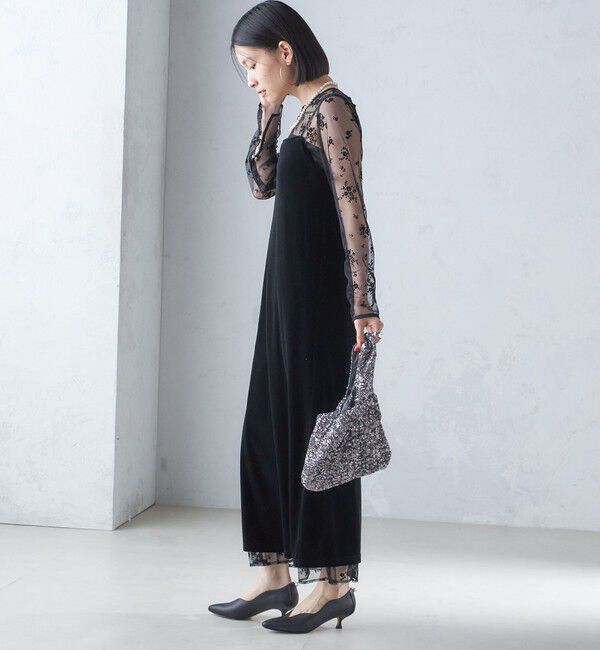 SHIPS for women「kaene:フロッキー レース ポリエステルベロア 2WAY ドレス（セレモニー対応可）」|ワンピース|