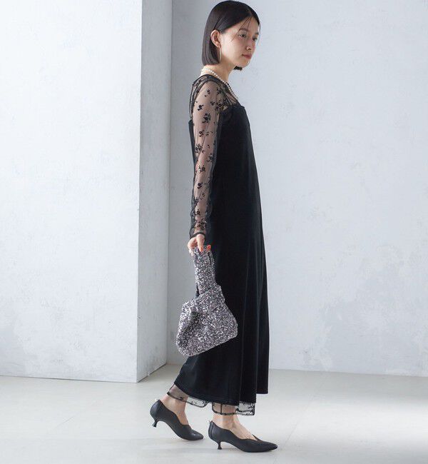 SHIPS for women「kaene:フロッキー レース ポリエステルベロア 2WAY ドレス（セレモニー対応可）」|ワンピース|