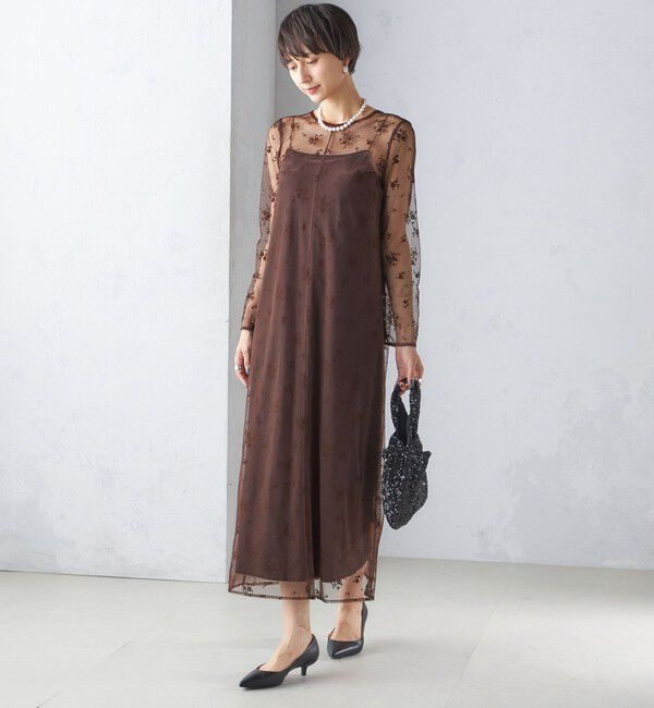 SHIPS for women「kaene:フロッキー レース ポリエステルベロア 2WAY ドレス（セレモニー対応可）」|ワンピース|