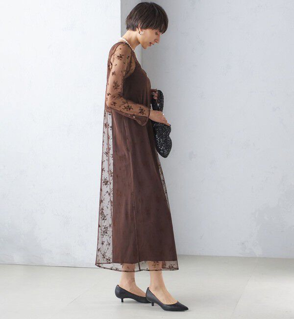 SHIPS for women「kaene:フロッキー レース ポリエステルベロア 2WAY ドレス（セレモニー対応可）」|ワンピース|