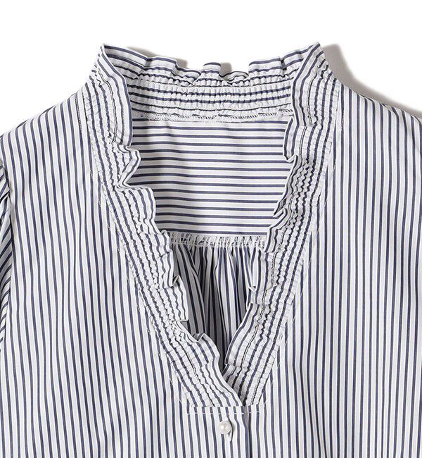 SHIPS for women「【WEB限定】〈手洗い可能〉 シャーリング Vネック 長袖 ブラウス」|シャツ・ブラウス|