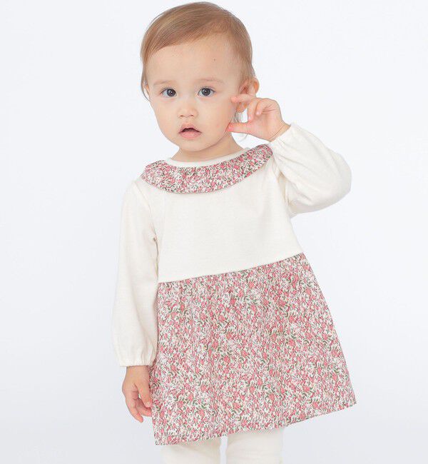 SHIPS KIDS「SHIPS KIDS:70～80cm / フラワー レギンス セットロン パース」|ロンパース|