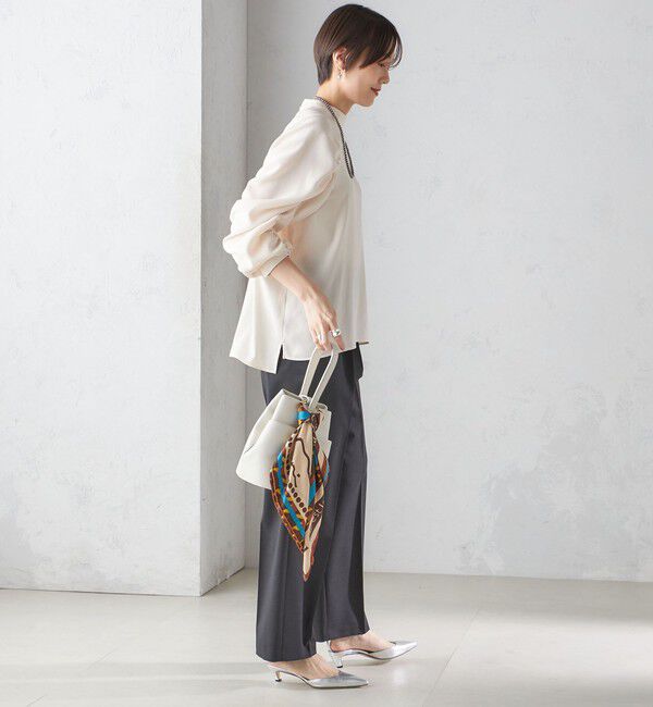 SHIPS for women「〈手洗い可能〉ストレッチ ジョーゼット 袖 ギャザー ブラウス」|シャツ・ブラウス|