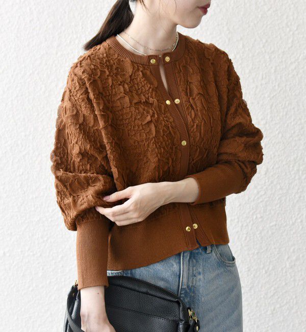 SHIPS any「【WEB限定】SHIPS any:〈手洗い可能〉ジャカード バンピー コンパクト カーディガン」|カーディガン|