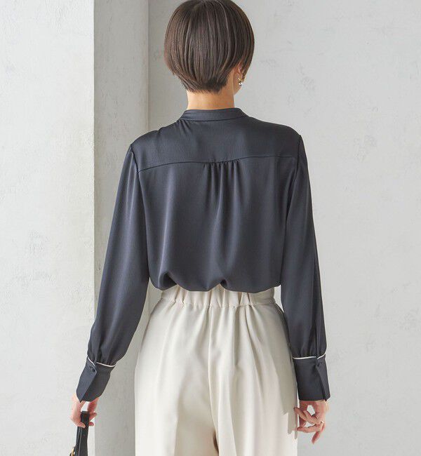 SHIPS for women「〈手洗い可能〉ハンマー サテン ピンタック ブラウス」|シャツ・ブラウス|