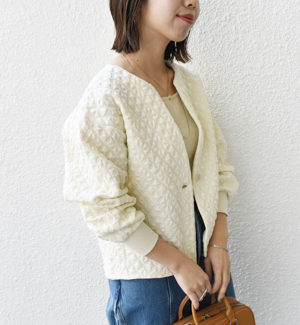 SHIPS for women「【WEB限定】〈手洗い可能〉キルティング ジャカード カーディガン」|カーディガン|
