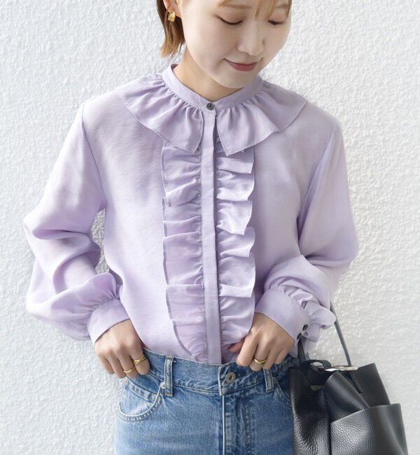 SHIPS for women「〈手洗い可能〉エアリー フロント フリル デザイン ブラウス」|シャツ・ブラウス|