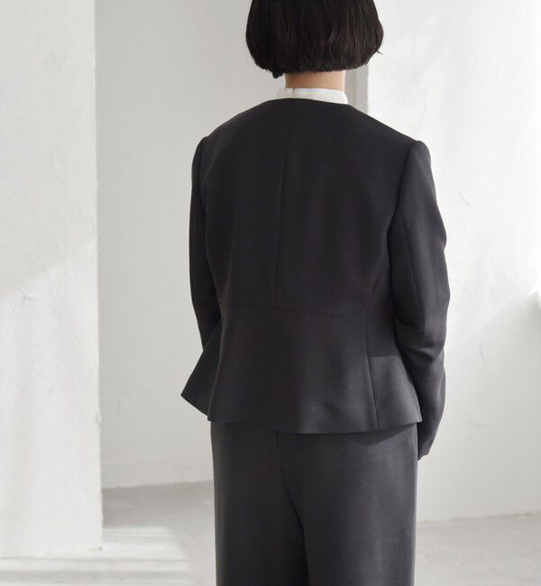 quaranciel「quaranciel:〈洗濯機可能〉ダブルクロス フレア ノーカラー ジャケット（セットアップ対応）」|ノーカラージャケット|