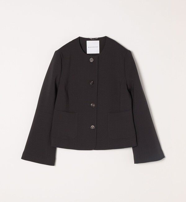 quaranciel「quaranciel:〈洗濯機可能〉ダブルクロス フレア ノーカラー ジャケット（セットアップ対応）」|ノーカラージャケット|