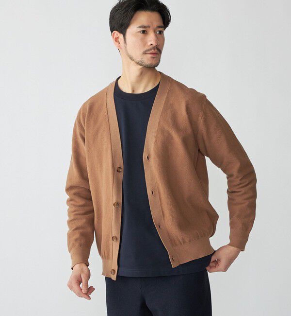 SHIPS「SHIPS:〈洗濯機可能〉SOLOTEX(R) 12ゲージ ピケ Vネック カーディガン」|カーディガン|