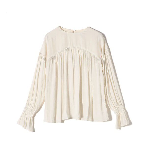 SHIPS for women「〈手洗い可能〉割繊 クルーネック ギャザー ブラウス」|シャツ・ブラウス|