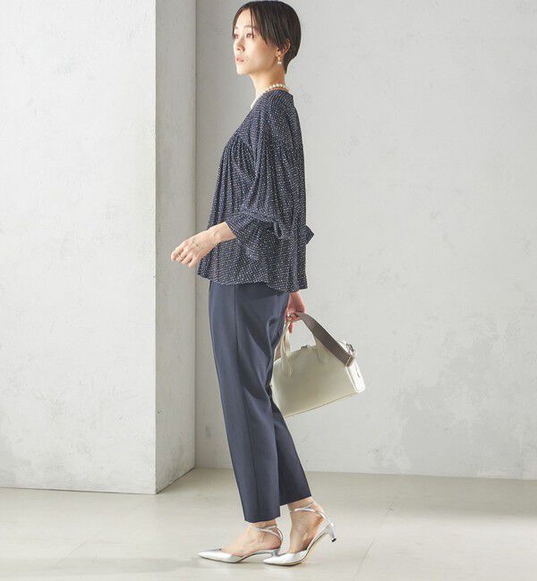 SHIPS for women「〈手洗い可能〉割繊 クルーネック ギャザー ブラウス」|シャツ・ブラウス|