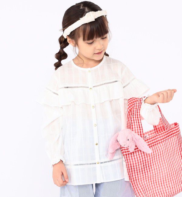 SHIPS KIDS「SHIPS KIDS:100～130cm / スナップ ボタン フリル ブラウス」|シャツ・ブラウス|