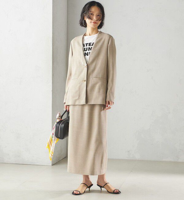SHIPS for women「〈手洗い可能〉Asami 麻調合繊 カラーレス ジャケット」|ノーカラージャケット|