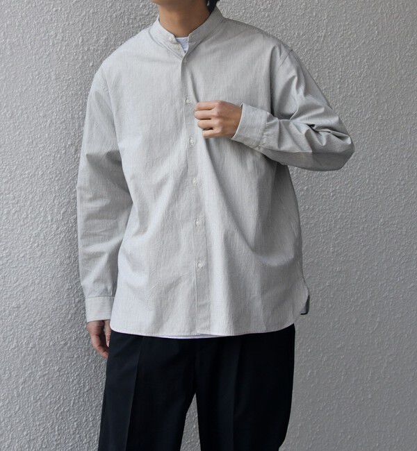 SHIPS any「SHIPS any:〈洗濯機可能〉コットン/リネン ストライプ バンドカラー シャツ◇」|シャツ・ブラウス|