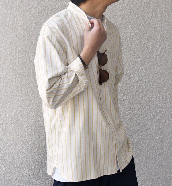 SHIPS any「SHIPS any:〈洗濯機可能〉コットン/リネン ストライプ バンドカラー シャツ◇」|シャツ・ブラウス|