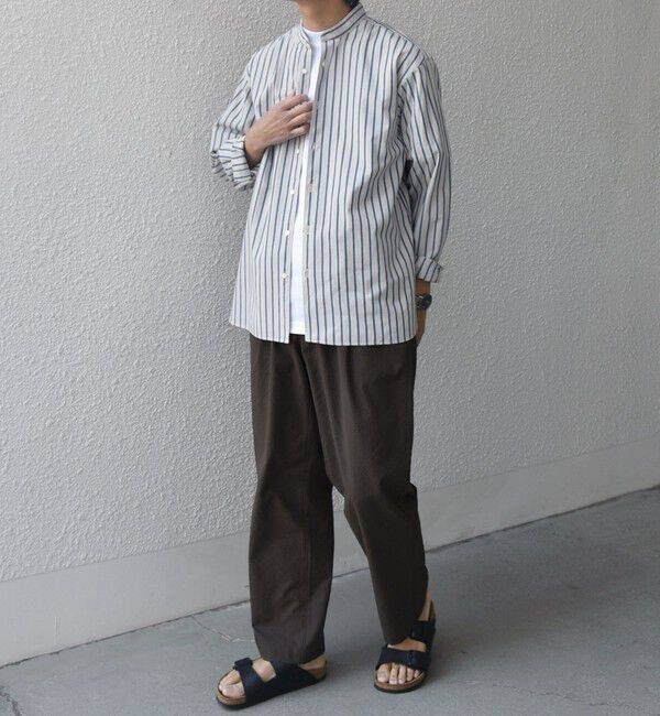 SHIPS any「SHIPS any:〈洗濯機可能〉コットン/リネン ストライプ バンドカラー シャツ◇」|シャツ・ブラウス|