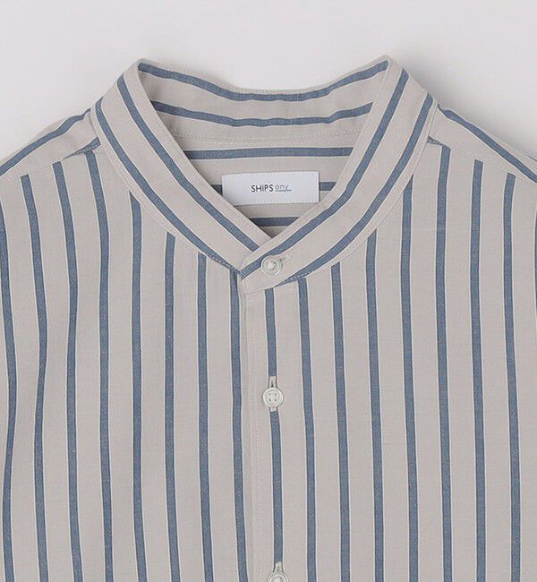 SHIPS any「SHIPS any:〈洗濯機可能〉コットン/リネン ストライプ バンドカラー シャツ◇」|シャツ・ブラウス|