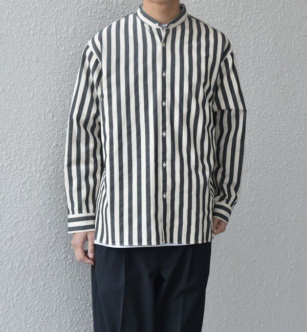 SHIPS any「SHIPS any:〈洗濯機可能〉コットン/リネン ストライプ バンドカラー シャツ◇」|シャツ・ブラウス|