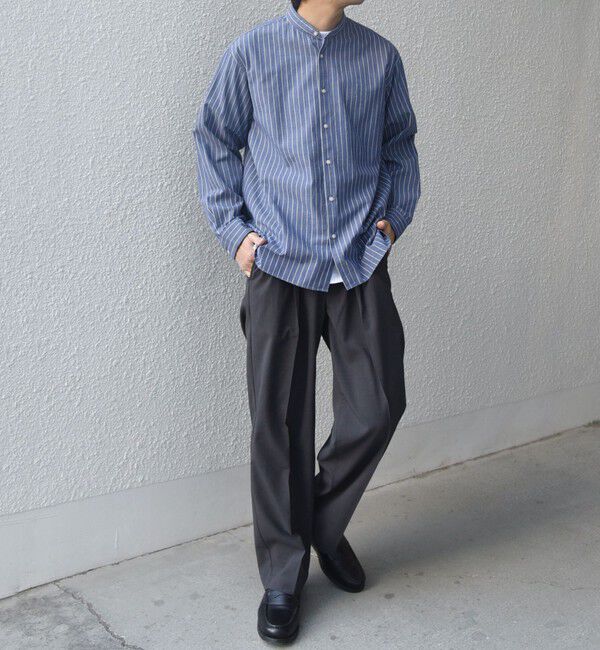 SHIPS any「SHIPS any:〈洗濯機可能〉コットン/リネン ストライプ バンドカラー シャツ◇」|シャツ・ブラウス|