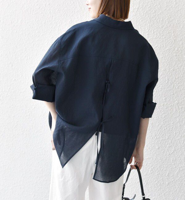 SHIPS any「SHIPS any:〈洗濯機可能〉シアー リボン レギュラーカラー ポケット シャツ」|シャツ・ブラウス|