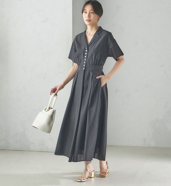 SHIPS for women「〈手洗い可能〉フロント ボタン 半袖 シャツ ワンピース」|ワンピース|