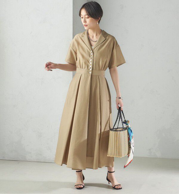 SHIPS for women「〈手洗い可能〉フロント ボタン 半袖 シャツ ワンピース」|ワンピース|