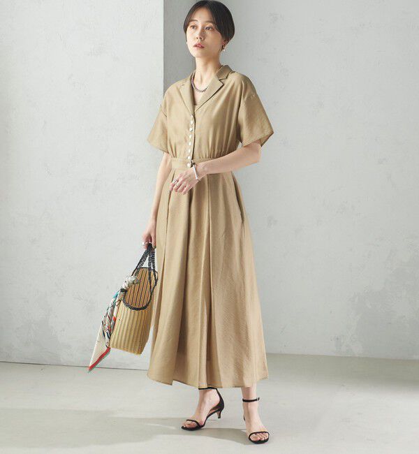 SHIPS for women「〈手洗い可能〉フロント ボタン 半袖 シャツ ワンピース」|ワンピース|