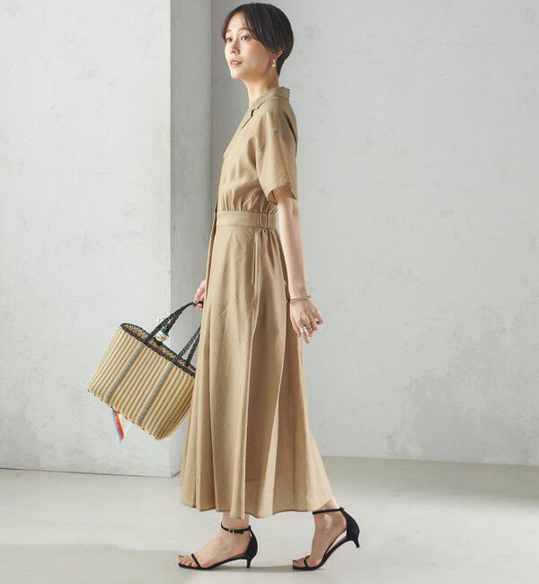 SHIPS for women「〈手洗い可能〉フロント ボタン 半袖 シャツ ワンピース」|ワンピース|