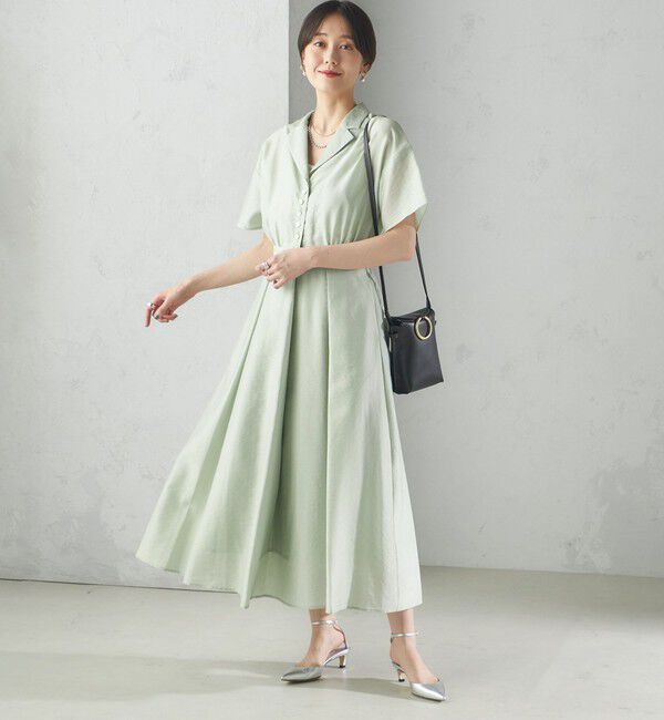 SHIPS for women「〈手洗い可能〉フロント ボタン 半袖 シャツ ワンピース」|ワンピース|