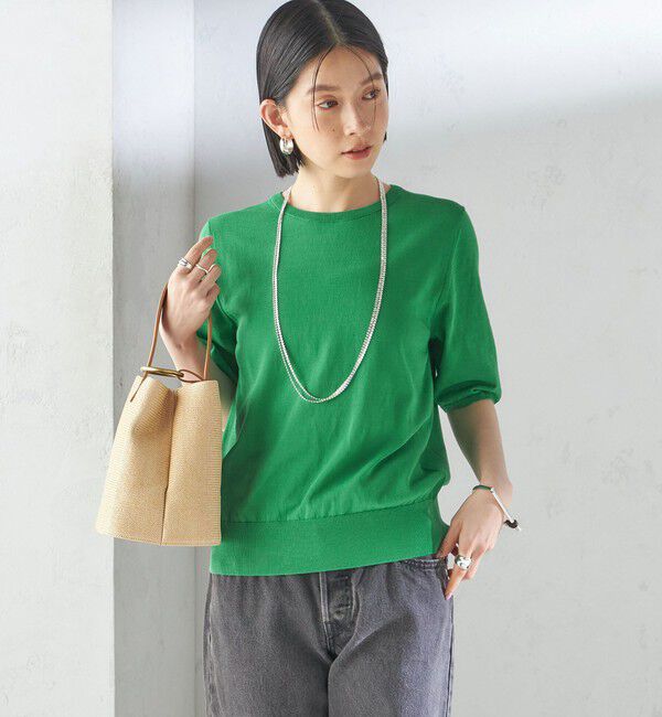 SHIPS for women「〈接触冷感 / 手洗い可能〉アイスコットン ショート スリーブ プルオーバー」|ニット・セーター|